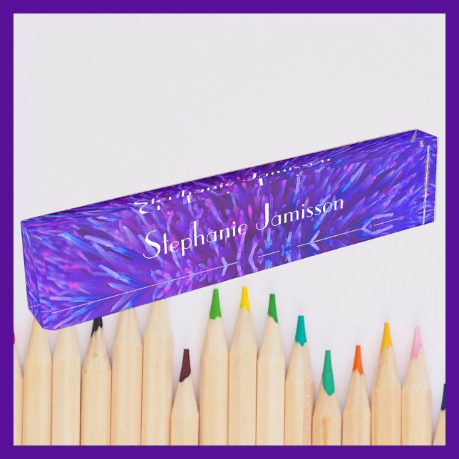 Acrylic Desk Nameplate, Purple Abstract Nameplate (Creator Uploaded)