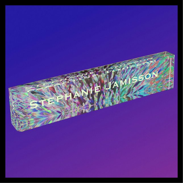 Acrylic Desk Nameplate, Retro Abstract Nameplate (Creator Uploaded)