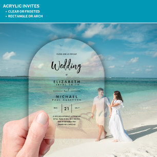 ACRYLIC Destination Wedding Beach Sunset Ocean Invitations