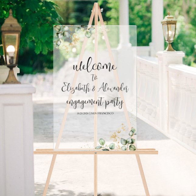 Acrylic Engagement Welcome Party Sign | Greenery (Creator Uploaded)