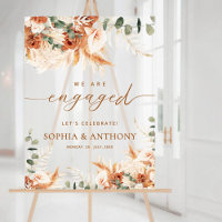 Acrylic Floral Pampas Engagement Party Welcome 