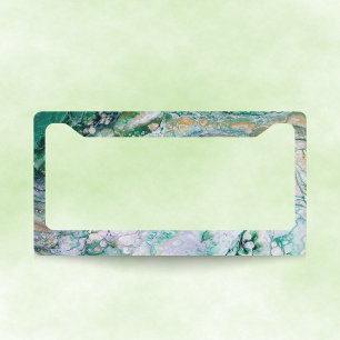 Acrylic Fluid Pour Emerald Dragon Licence Plate Frame