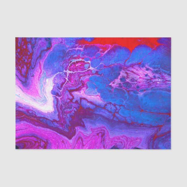 Acrylic Fluid Pour Purple Marble Designs Tissue Paper (Front)