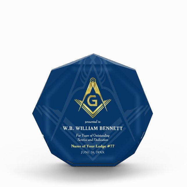 Acrylic Freemason Awards | Masonic Plaques (Front)