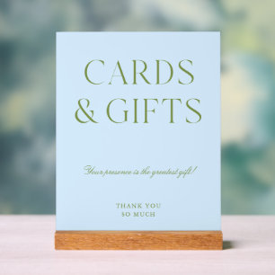 Acrylic Green & Blue Cards & Gifts Wedding Sign