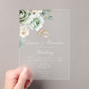 Acrylic Greenery floral Wedding invitation