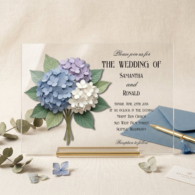 Acrylic Hydrangea Flowers Wedding Invitation (Creator Uploaded)