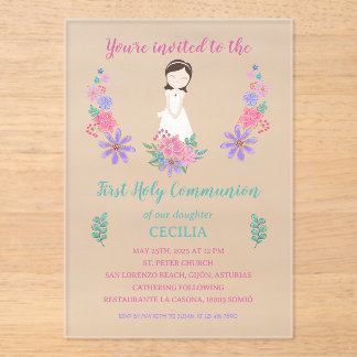 Acrylic Invitation First Communion CECILIA