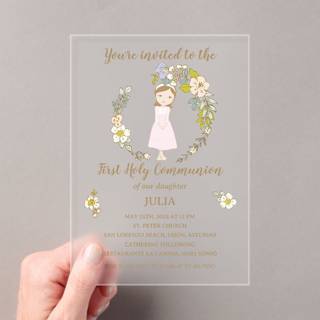 Acrylic invitation JULIA First communion (Insitu (Handheld))