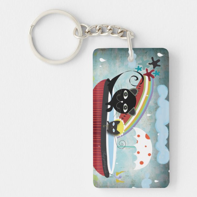 Acrylic Key Chain Cats Red Bathtube (Front)