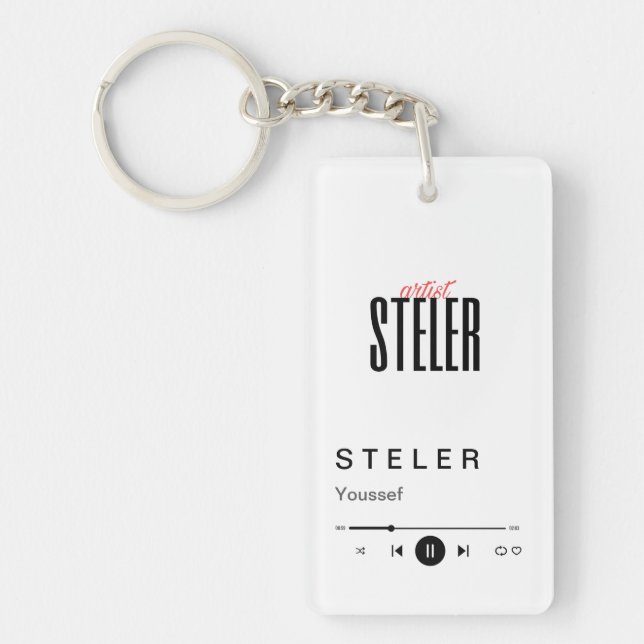 Acrylic Key Music Player Key Ring (Front)