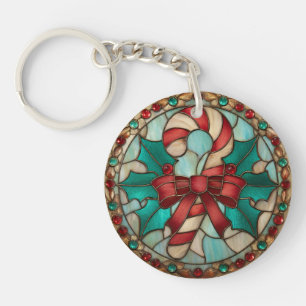 Acrylic Keychain Christmas Candy Cane design