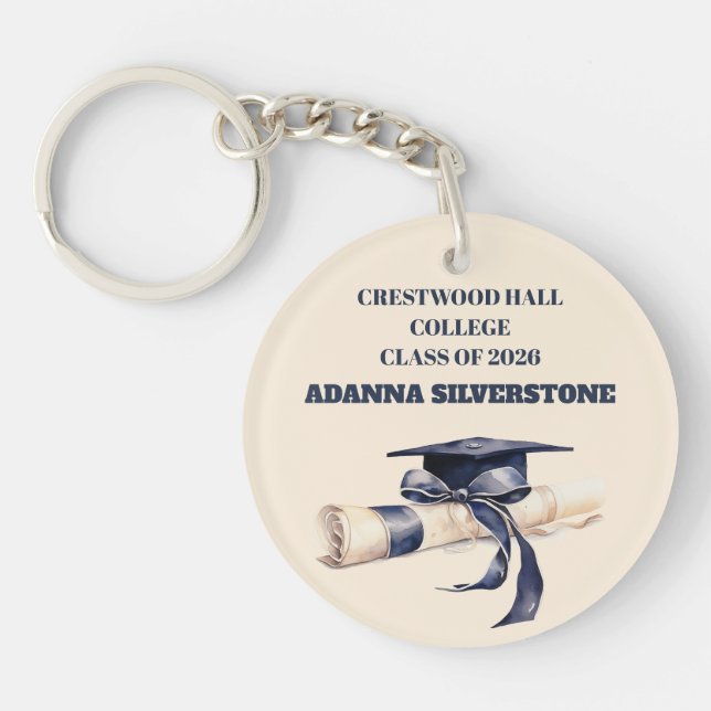 Acrylic Keychain-Editable Grad Keepsake Gift Key Ring (Front)