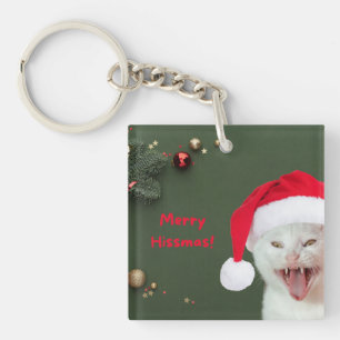 Acrylic Keychain, Merry Hissmas Wishes Key Ring
