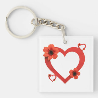 Acrylic Keychain with Red Heart – Minimalist Style