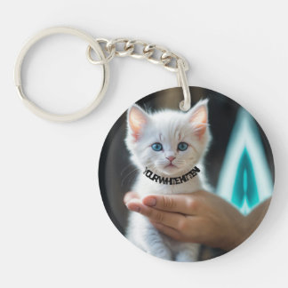 Acrylic Keychain with white kitten
