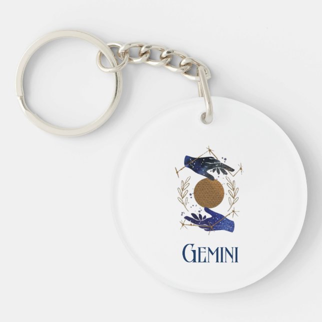 Acrylic Keychain-Zodiac Gemini Key Ring (Front)