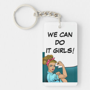 Acrylic Keyring - We Can Do It Girls! Design 2