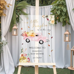 Acrylic Little Pumpkin Baby Shower Welcome Sign