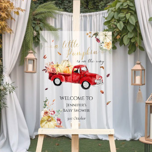 Acrylic Little Pumpkin Baby Shower Welcome Sign