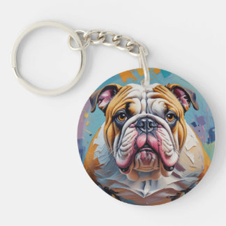 Acrylic Llavero Bulldog Key Ring