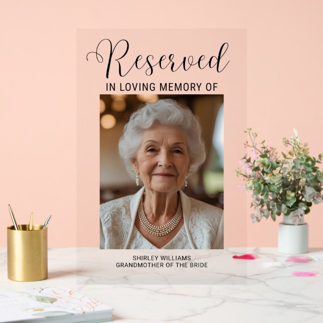 Acrylic Memorial Sign for Wedding Reserved Chair  (Wedding)