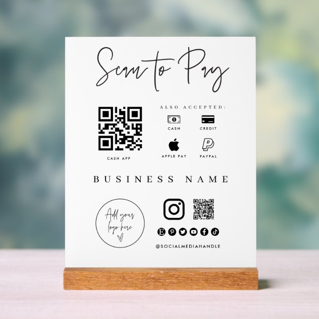 Acrylic Mobile Payment App Checkout Business Sign (Neutral)
