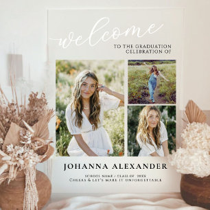 Acrylic Modern 3 Photos Graduation Welcome  Acrylic Sign