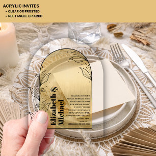 Acrylic Modern Minimalist Simple Bold GOLD Boho Acrylic Invitations