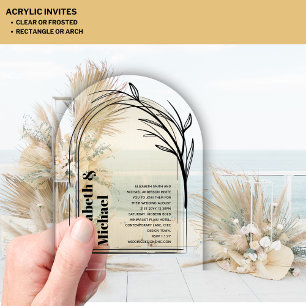 Acrylic Modern Minimalist Simple Bold GOLD Boho Acrylic Invitations