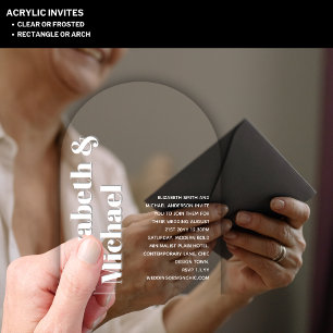 Acrylic Modern Minimalist Simple Bold Plain White Invitations