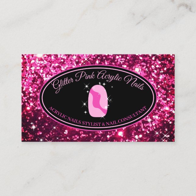 Acrylic Nail Sparkle Makeup Business Card (Front)