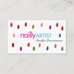 Acrylic Nails Artist Makeup Pink Blue  Business Card