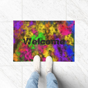 Acrylic Neon Colors Paint Splatter Splash Abstract Doormat