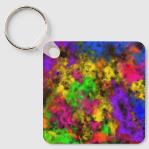 Acrylic Neon Colors Paint Splatter Splash Abstract Key Ring