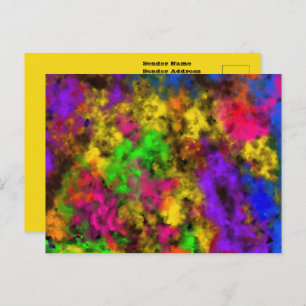 Acrylic Neon Colors Paint Splatter Splash Abstract Postcard