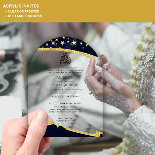 ACRYLIC NIKAH WALIMA BlackGold Elegant Islamic Acrylic Invitations