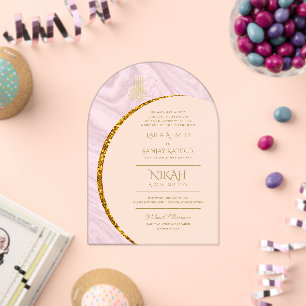 ACRYLIC NIKAH WALIMA Gold Text Elegant Islamic Acrylic Invitations