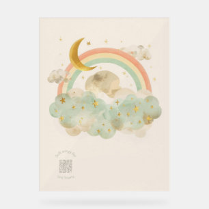 Acrylic Nursery Sign   Watercolor Sleeping Moon