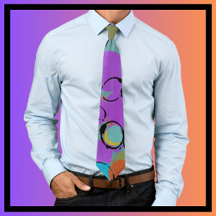 Acrylic Oil Art Bright Colorful Circles Tie
