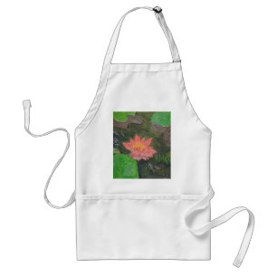 Acrylic on canvas, pink water lily flower standard apron