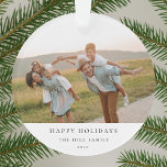 Acrylic Ornament | Family Christmas Photo Gift<br><div class="desc">This acrylic circle Christmas ornament showcases your favorite family photo in a modern and elegant style with text "happy holidays". The clear acrylic design adds a subtle shimmer that reflects your tree lights beautifully, making it a timeless keepsake for the holiday season. Easily personalize it in Zazzle’s design tool by...</div>