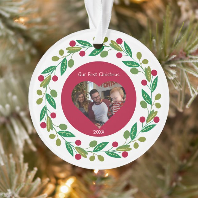 Acrylic Ornament - Our First Christmas -Photo/Date (Tree)