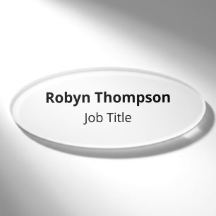 Acrylic Oval Shaped Name Tag Magnetic Professional