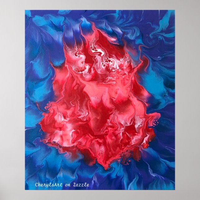 Acrylic Paint Pour Lava Design CherylsArt Poster (Front)