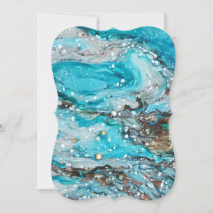 Acrylic Paint Pour Style Ocean Scene Card