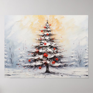 Acrylic Painting Impasto Christmas Tree Poster