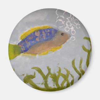 Acrylic painting of fish with bubbles magnet