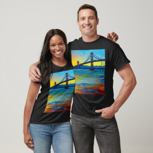Acrylic Painting, San Francisco Bay Bridge, Sunset T-Shirt
