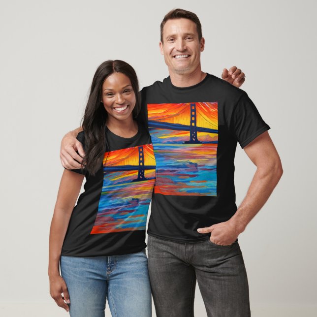 Acrylic Painting, San Francisco Bay Bridge, Sunset T-Shirt (Unisex)
